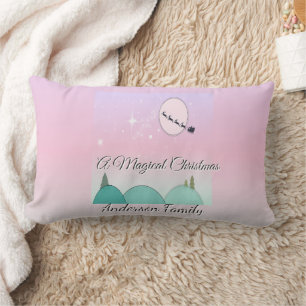 Coussin Rectangle Lueur de Noël familiale sous la lune pastel