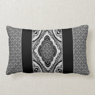 Coussin Rectangle Lumbar noir et blanc de carreau de damassé