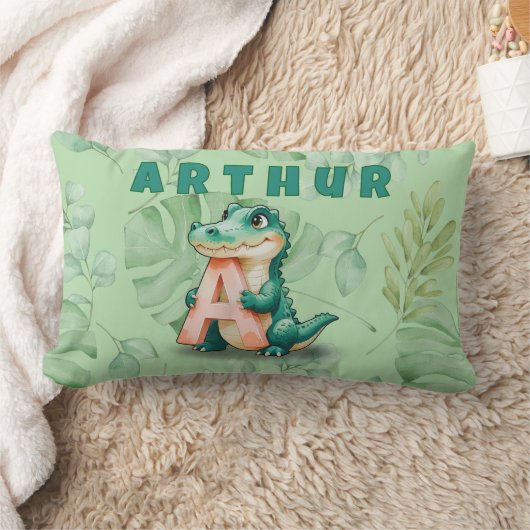Coussin Rectangle Lumbar Pillow – Jungle Alligator – Custom Name (Couverture)