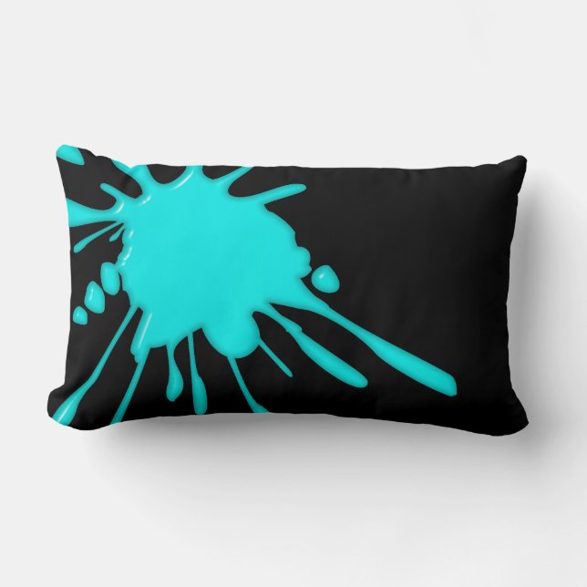 Coussin Rectangle Lumbar turquoise Pil de MoJo d'Américain de noir (Recto)