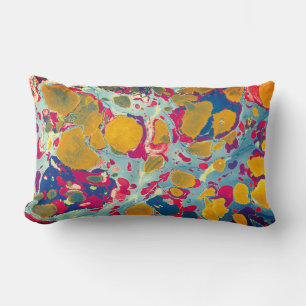 Coussin Rectangle Luminaire Abstrait bleu et jaune