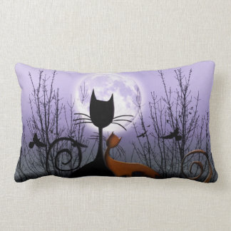 Coussin Rectangle Lune et chats d'hiver dans l'amour