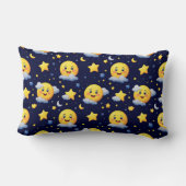 Coussin Rectangle Lune souriante et étoiles avec des nuages dans le  (Verso)
