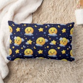 Coussin Rectangle Lune souriante et étoiles avec des nuages dans le  (Couverture)