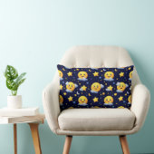 Coussin Rectangle Lune souriante et étoiles avec des nuages dans le  (Chaise)