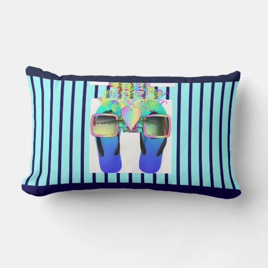 Coussin Rectangle Lunettes + Tongs Amusant (Recto)