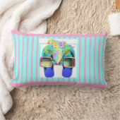 Coussin Rectangle Lunettes + Tongs Rayures Roses (Couverture)