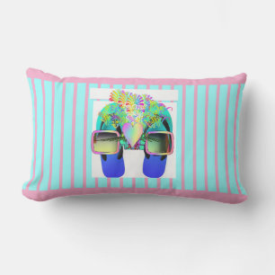 Coussin Rectangle Lunettes + Tongs Rayures Roses