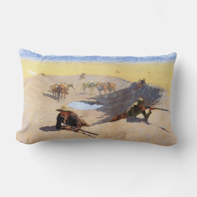 Coussin Rectangle Lutter pour le trou d'eau (par Frederic Remington) (Recto)