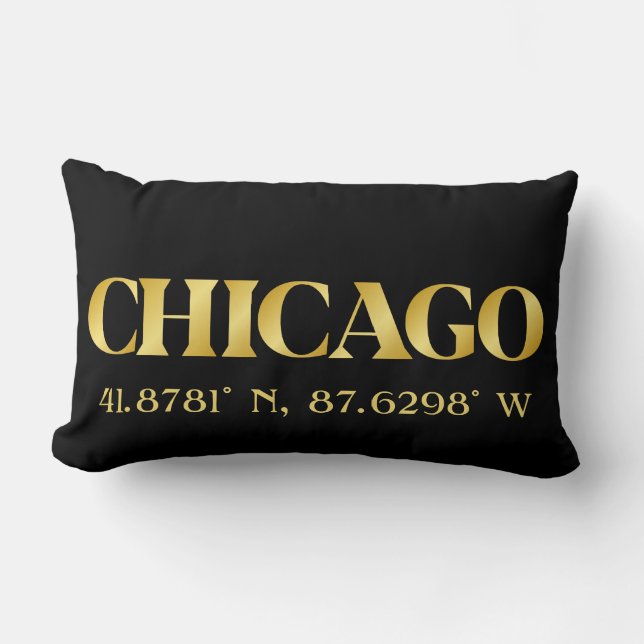 Coussin Rectangle Lux Gold Chicago Latitude & Longitude (Recto)