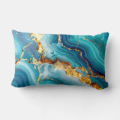 Coussin Rectangle Luxury Blue & Gold Marble Kintsugi Prayer Pillow (Verso)