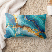 Coussin Rectangle Luxury Blue & Gold Marble Kintsugi Prayer Pillow (Couverture)
