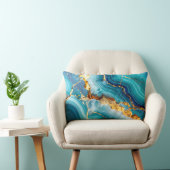 Coussin Rectangle Luxury Blue & Gold Marble Kintsugi Prayer Pillow (Chaise)