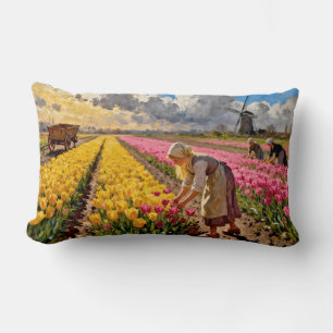 Coussin Rectangle « Lysbeth dans la lumière ambre » - Un paysage hol