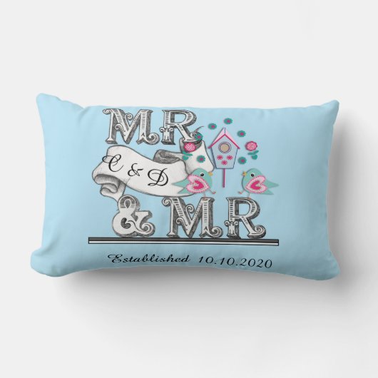 Coussin Rectangle M. et M. Personnalisé Gay Mariage Cadeau (Recto)