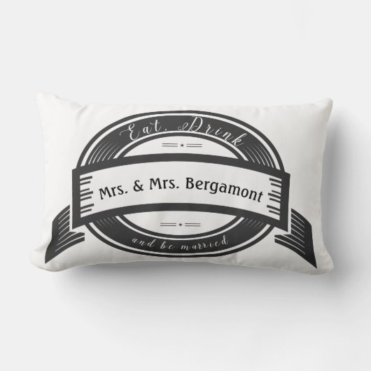 Coussin Rectangle M. et Mme Eat Buvez et soyez mariés Mariage (Recto)