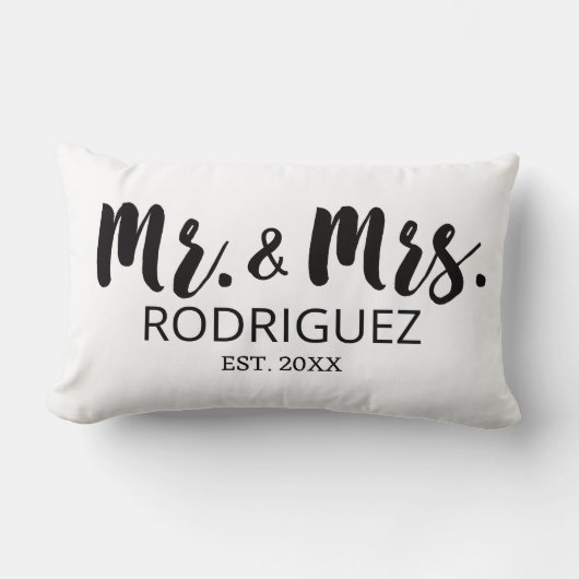 Coussin Rectangle M. et Mme Modern Brush Font Mariage Anniversaire (Recto)