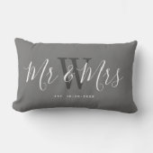 Coussin Rectangle M. Et Mme Modern Grey White Garde Monogramme (Recto)