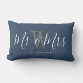 Coussin Rectangle M. Et Mme Newlyweds Navy Monogramme Bleu (Recto)