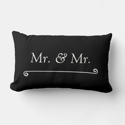 Coussin Rectangle M. & M. White sur fond Noir (Recto)