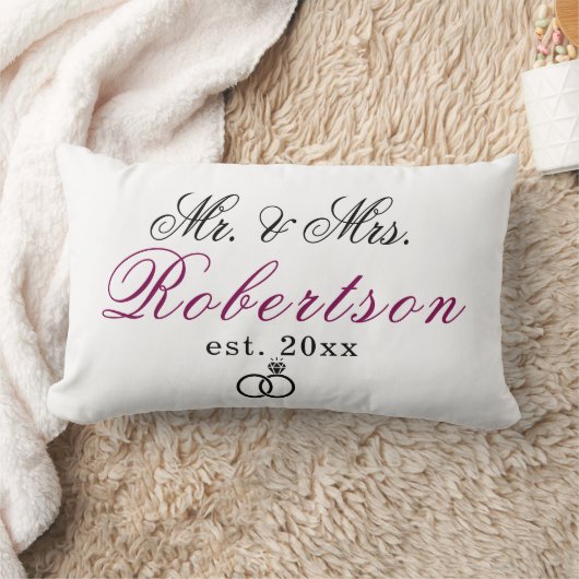 Coussin Rectangle M. Mme Élégant Nom est. écriture chic Mariage Lum (Couverture)