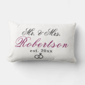 Coussin Rectangle M. Mme Élégant Nom est. écriture chic Mariage Lum (Recto)