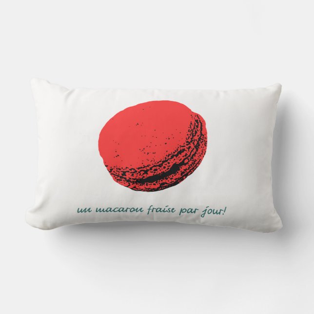 Coussin Rectangle macaron aux fraises (Recto)