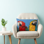 Coussin Rectangle Macaw bleu et jaune et macaw Scarlet (Chaise)