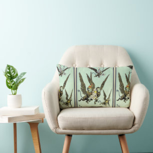 Coussin Rectangle Mage de l'Oz vintage, singes volants avec Dorothy