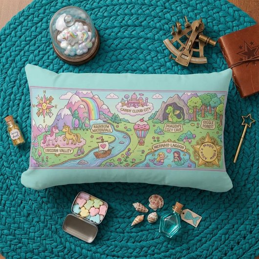 Coussin Rectangle Magical Adventures Map Kids Nursery Pillow