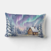 Coussin Rectangle Magical Winter Wonderland - Snowy Forest Cabin wit (Verso)