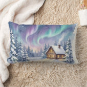 Coussin Rectangle Magical Winter Wonderland - Snowy Forest Cabin wit (Couverture)