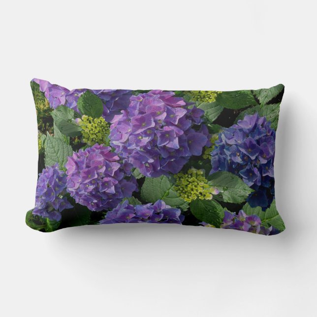 Coussin Rectangle Magnifique hydrangea fleur magenta vert violet ble (Recto)