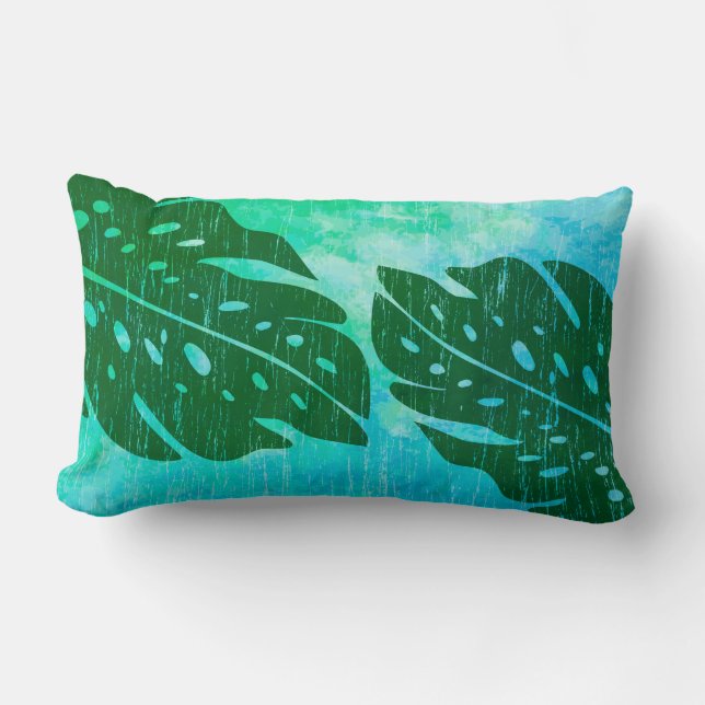 Coussin Rectangle Maikai Hawaiian Monstera Feuille Tie-Dye Mélange (Recto)
