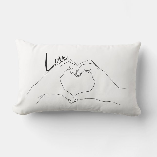 Coussin Rectangle Mains en forme de coeur minima ligne art mignon si (Recto)