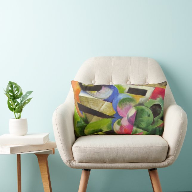 Coussin Rectangle Maison avec des arbres par Franz Marc, Beaux-arts  (Chaise)