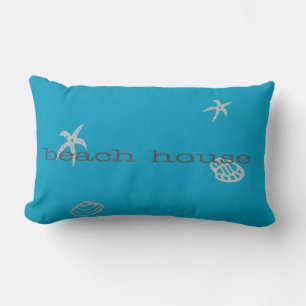 Coussin Rectangle Maison de plage bleu marine Nautique