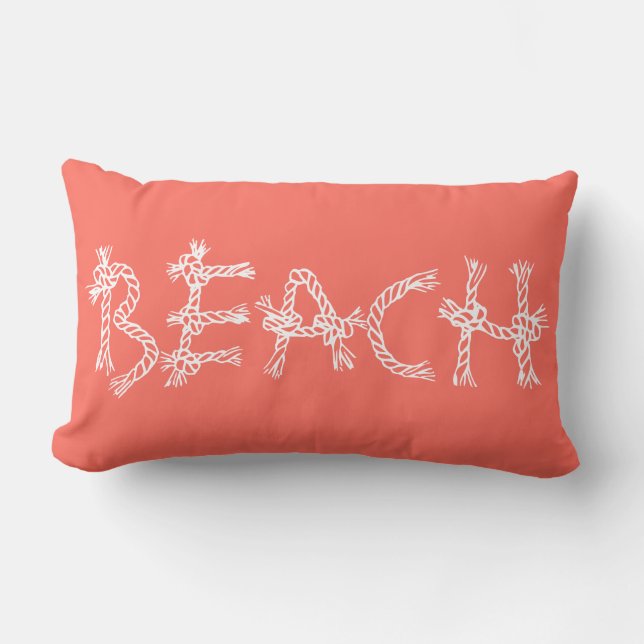 Coussin Rectangle Maison de plage de corail côtier (Recto)