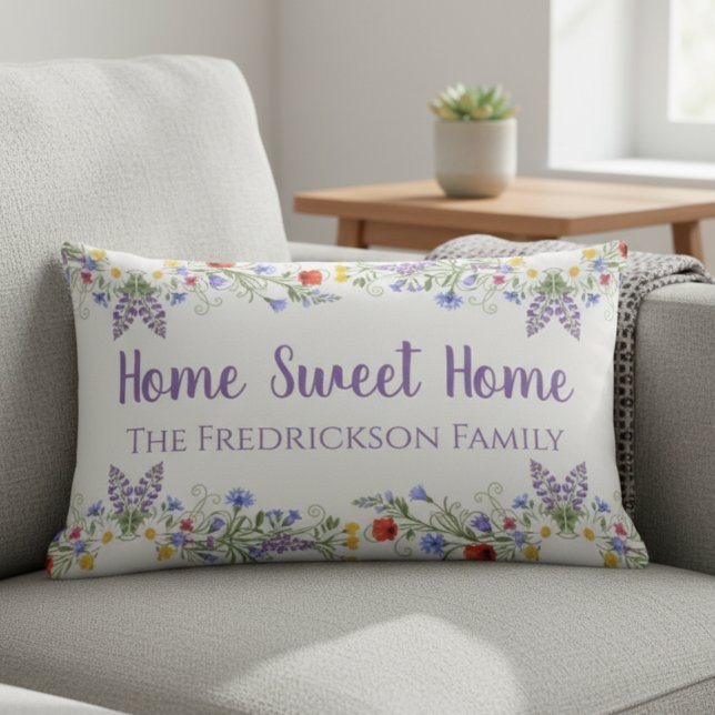 Coussin Rectangle Maison Douce Maison Accueil Familial Chaleureux Ca (Realtor Housewarming Wildflower Family Pillow)