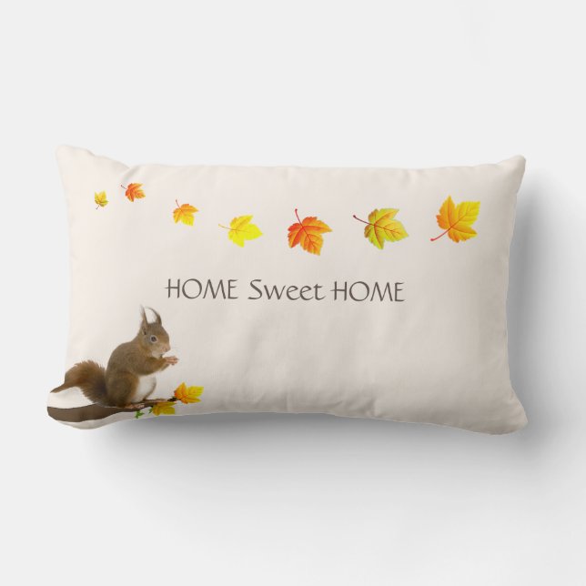 Coussin Rectangle Maison Douce Maison, Écureuil Mignon & Feuilles D' (Recto)