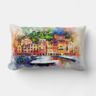 Coussin Rectangle Maisons colorées sur l'oreiller du lac Throw