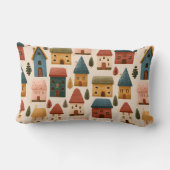 Coussin Rectangle Maisons de Noël rustiques festives motif sans cout (Verso)