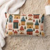 Coussin Rectangle Maisons de Noël rustiques festives motif sans cout (Couverture)