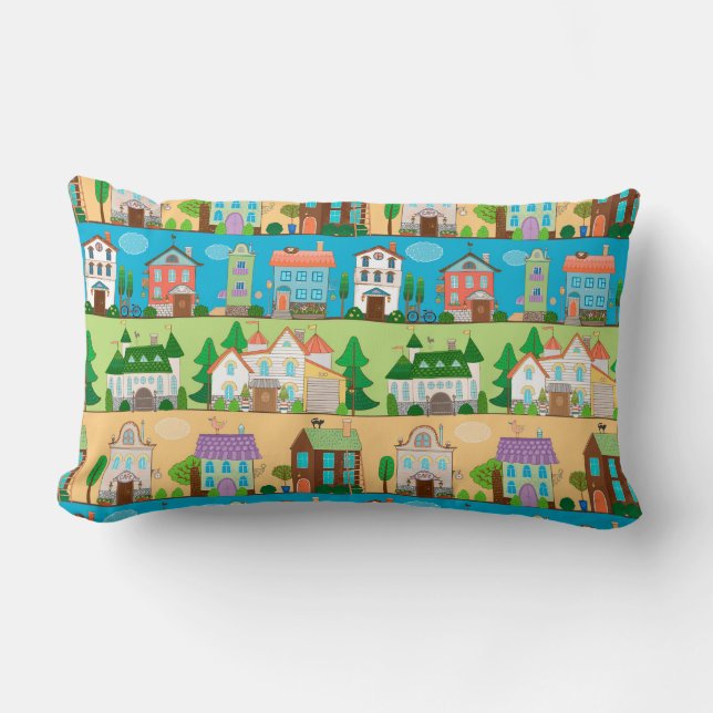 Coussin Rectangle Maisons mignonnes (Recto)