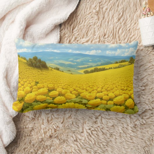 Coussin Rectangle Majestic Field of Yellow Flowers, (Couverture)