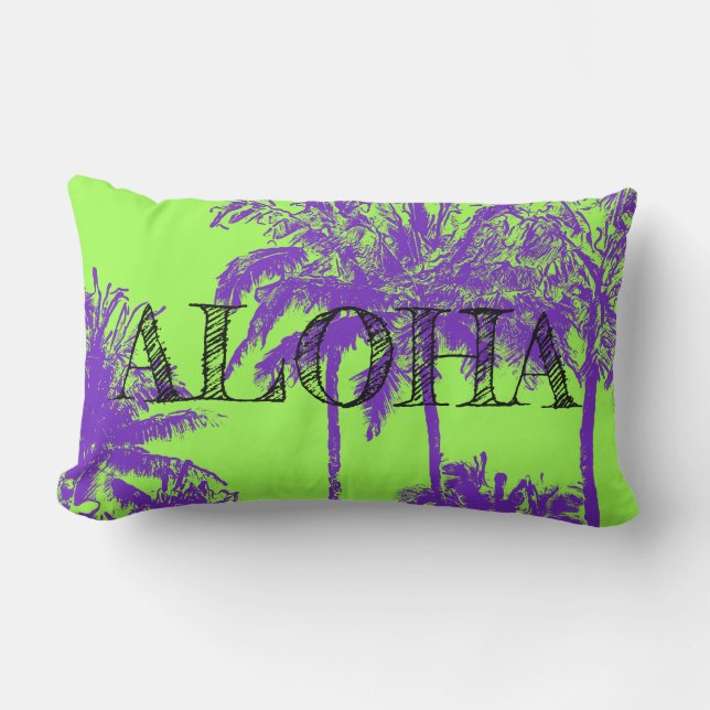 Coussin Rectangle Makena Beach Hawaiian Sketchy Palms Reversible (Recto)