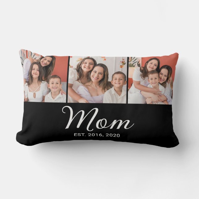 Coussin Rectangle Maman a établi un script noir 3 Photo (Recto)