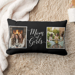 Coussin Rectangle Maman de filles Écriture Élégante Double Photo Noi