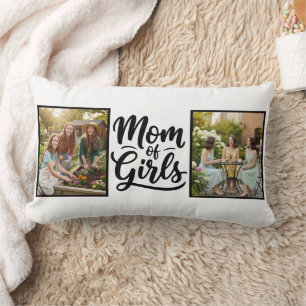 Coussin Rectangle Maman de Filles Pinceau Script Double Photo