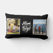Coussin Rectangle Maman de Garçons Brosse Script Double Photo Noir (Verso)